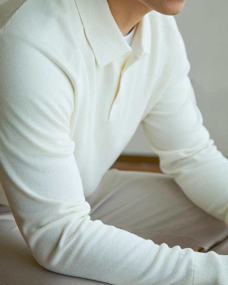 Szewska Sztuka - Wełniany sweter polo (premium)- Biały